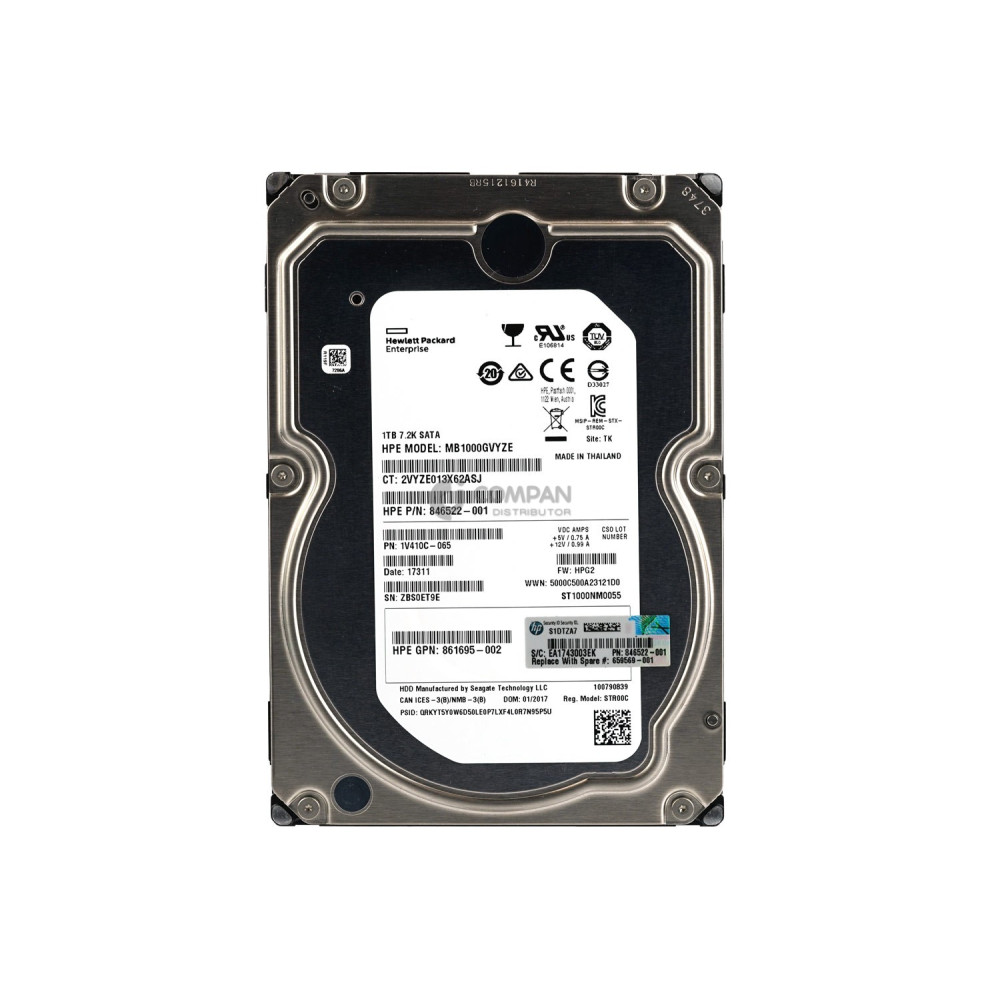 659569-001 HP HARD DRIVE 1TB 7.2K 6G 3.5 LFF SATA